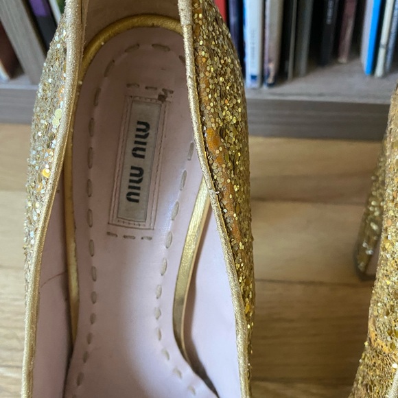 Miu Miu Sparkling Gold Heels - Picture 4 of 7